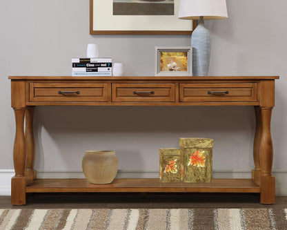 LKTART Solid Wood Console Table Sofa Table Entryway Table with 3 Drawers and 1 Bottom Shelf for Storage Entry Hallway Foyer Sofa (63" Brown) - WoodArtSupply