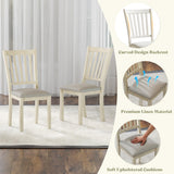 AMERLIFE 9-Piece Farmhouse Solid Wood Dining Table Set with 8 Upholstered Chairs, Roman Conical Legs, Seats up to 8, 79'' Dining Table & Chairs Set for Kitchen and Dining Room, Brown & White AMERLIFE