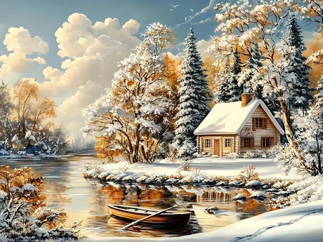 CSZPPQAF 5D Diamond Painting Kits for Adults, Winter House Diamond Art Kits for Adults Beginners,DIY Full Drill Snow Landscape Diamond Dots Gem Painting for Home Decor 13.78x13.78 Inch CSZPPQAF