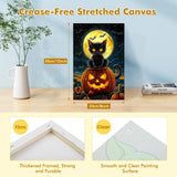 Bowetile Halloween Framed Paint by Numbers for Adults Beginners, Easy Adults' Paint-by-Number Black Cat Kits on Canvas, Acrylic Number Painting Crafts Kits Halloween Gifts for Home Decor, 8x12in Bowetile