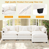 Hanherry Modular Sectional Sofa,113.4" L Shaped Couch for Living Room, Modern Deep Seat Sofa 3 Seater Chenille Fabric Comfy Cloud Couches with Movable Ottoman & Throw Pillows Hanherry