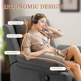 Korser Recliner Chair, Small Recliners for Small Spaces, Upholstered Manual Recliner with Side Pockets, Comfy Corduroy Chairs for Living Room, Bedroom, Reading, Grey Korser