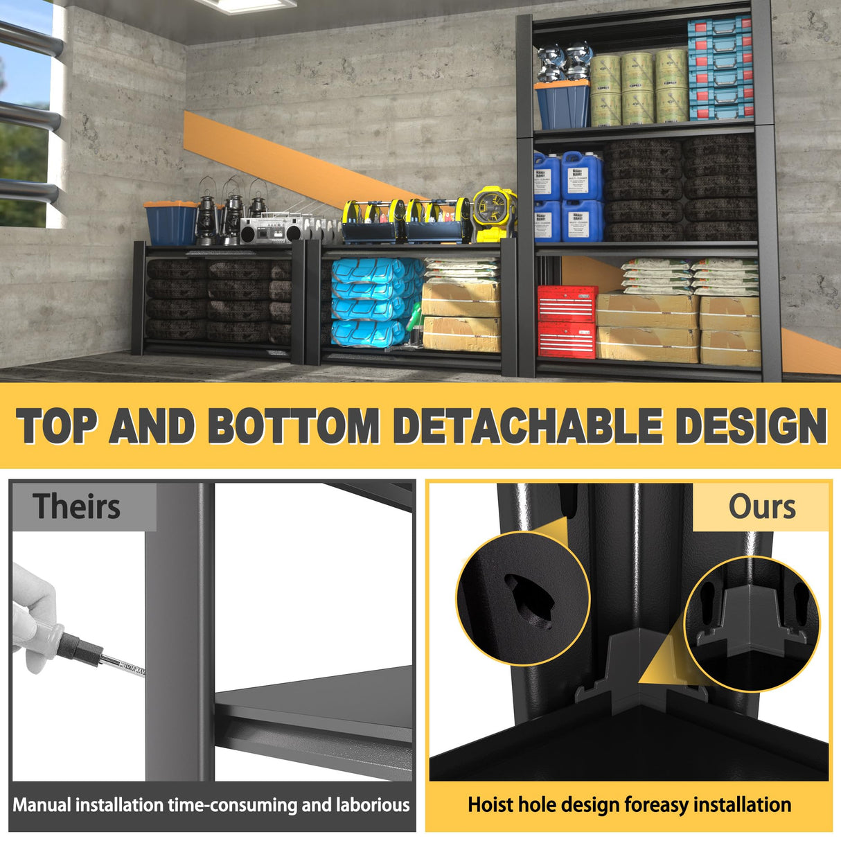 Nexvrtau 60" H x 40" W x 20" D 4-Tier Heavy Duty Garage Shelving Unit, 2000 LBS Capacity Metal Storage Rack,Adjustable Steel Shelves for Garage, Warehouse, Basement, Pantry, Workshop.2 Pack Nexvrtau