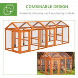 PawHut Chicken Run, Wooden Large Chicken Coop, Combinable Design with Perches & Doors for Outdoor, Backyard, Farm, 4.6' x 2.8', Orange PawHut