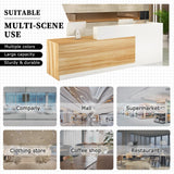 L-Shaped Reception Desk with Counter, Lockable Drawers & Storage, Modern Front Desk Reception Counter 47–118 Inch, Office Salon Checkout Receptionist Desk Wood + White Right 78.7 x 23.6 x 39.4 in Tazyee