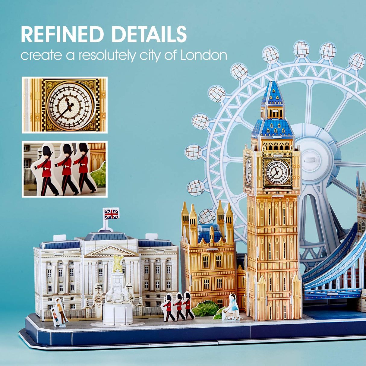 CubicFun 3D Puzzles for Adults London Cityline Puzzles for Gifts for Teenage Girls Architecture Building Gifts for Women Men, Tower Bridge, Big Ben, Buckingham Palace, The London Eye, 107 Pieces CubicFun