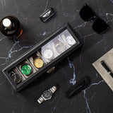 ProCase Watch Box for Men, 6 Slot Watch Display Case with Drawer, Mens Watch Case With Glass Lid, 2-Layer Jewelry and Watch Storage Watch Holder Organizer for Men Women -6 Slot, Black ProCase