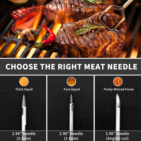 Turkey Meat Injector Syringe Kit with 3 Marinade Needles for BBQ Grill Smoker, 1 Cleaning Brush, 1 Oz/30 ml Large Capacity Injector Marinades for Meats Black TonJin