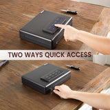 SOULYI Portable Digital Gun Safe For Pistols With Password And Key Access, Pistol Safe With Muting Mode For Truck, Nightstand, Drawer, Cabinet, Bookshelf And Car Travel SOULYI