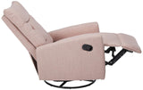 Great Deal Furniture Ishtar Contemporary Glider Swivel Push Back Nursery Recliner - Light Blush and Black Finish 25D x 35.75W x 39H in GDFStudio