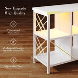 DurayLoly 6 Cube Storage Organizer with LED Light and Charging Station, Wood and Metal Cube Shelf, White Horizontal Book Shelf for Bedroom, Home Office DurayLoly