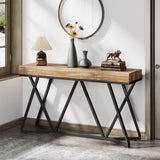 Tribesigns 55 Inches Console Table, Farmhouse Sofa Table Wood Entryway Table with Unique Metal Base, Behind The Couch Table Foyer Table, Industrial Accent Table for Hallway, Living Room, Entrance Tribesigns