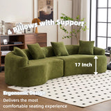 Quorflax 110.2" Curved Sectional Sofa,Luxury Wood Grain Chenille Fabric, Oversized Sectional Sofa,Compression Curved Couch for Living Room,No Assembly Needed (Green, 110.2 Inch) Quorflax