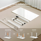 Claiks Glass Standing Desk with Drawers, 48×24 Inch Electric Adjustable Height Stand Up Desk Quick Install Computer Desk, White Claiks