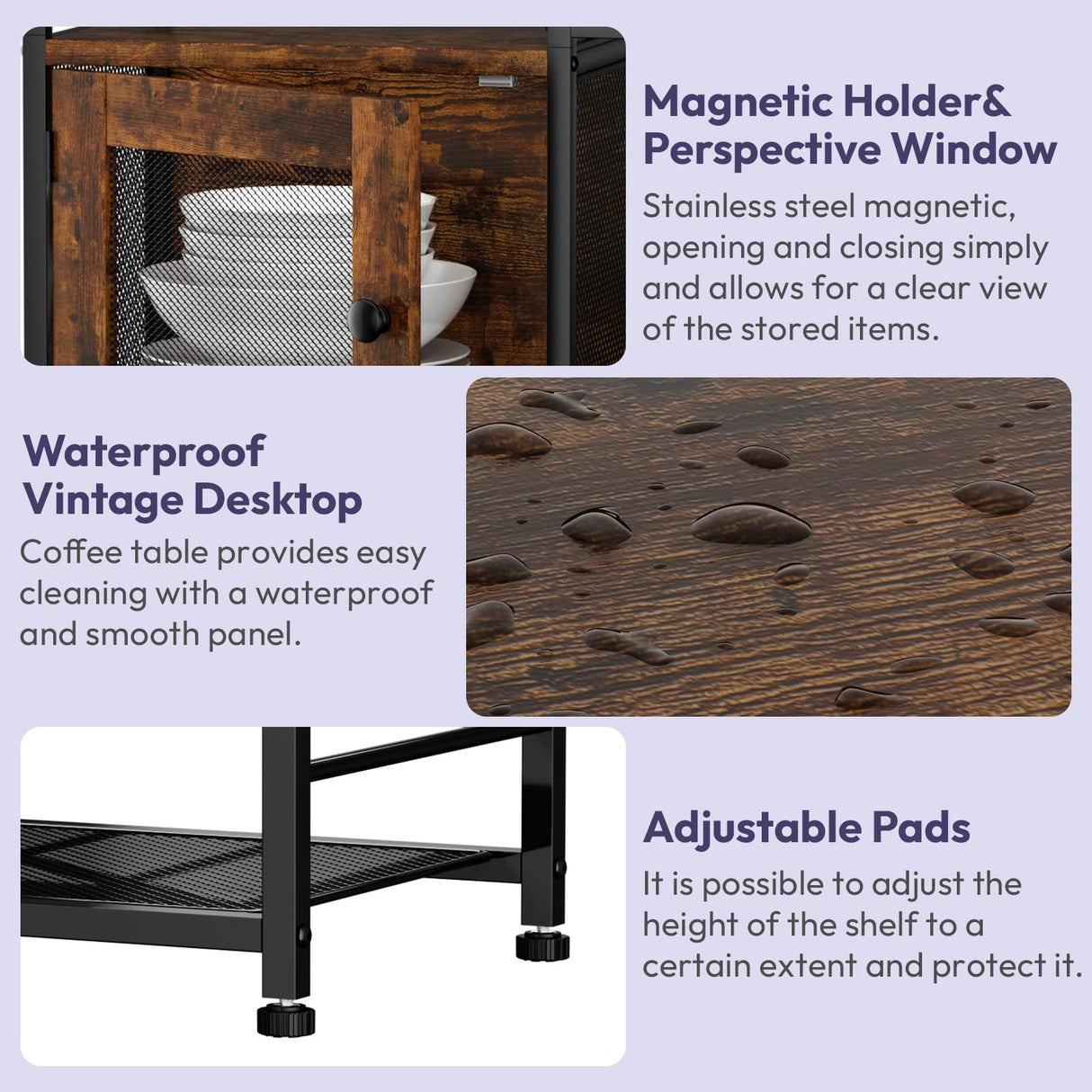 SWTYMIKI Coffee Bar Cabinet Station - Farmhouse Small Coffee Stand Station with Doors, Rustic Storage Organizer for Kitchen, Buffet Sideboard Cabinet Table for Home, Office, Corner, Bar, Espresso SWTYMIKI