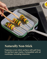 Caraway Square Grill Pan - 11” Grill Pan - Non-Stick Ceramic Coated - Non Toxic, PTFE & PFOA Free - Oven Safe & Compatible with All Stovetops - Navy Caraway