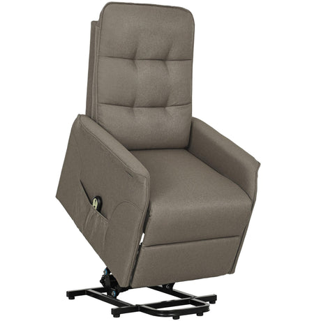 HOMCOM Power Lift Recliner Chair for Elderly, Fabric Lift Chair Sofa with Remote Control, Side Pockets, Pocket Spring, Tufted Back, Quick Assembly, Coffee HOMCOM