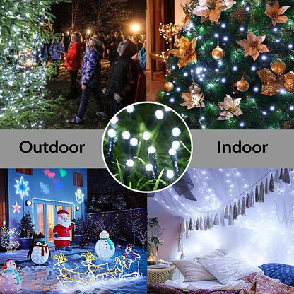 Joomer Solar Christmas Lights, 105ft 300 LED 8 Modes Solar String Lights Waterproof Fairy Tree Lights for Garden, Patio, Fence, Balcony, Outdoors (White)