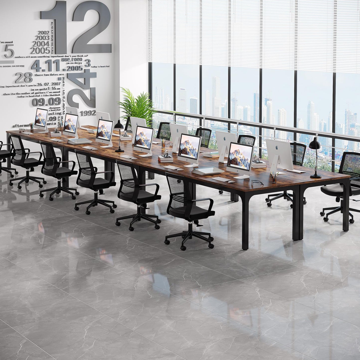 Tribesigns 19FT Conference Table,Large Rectangle Meeting Seminar Table for 16-22 Person,Long Business Tables (Only Table) - WoodArtSupply