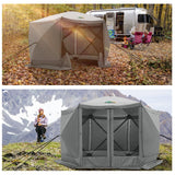 COBIZI 12x12ft Pop up Gazebo Screen Tent Screen House for Camping, Camping Outdoor Screened Gazebo with Sidewalls, Portable Hub Tent with Carrying Bag and Ground Stakes, Grey(Upgraded 2.0) COBIZI