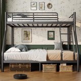 Cyranture Bunk Beds Twin Over Full Size, Heavy Duty Bunk Beds with Bottom Space & Guardrail Metal Bunk Bed Frame for Aldults Dorm Bedroom Guest Room, No Box Spring Needed（Upgrate Black） Cyranture