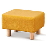 Wimarsbon Ottoman,Modern Footrest with Soft Padded Seat,Teddy Velvet Foot Stool with Wood Legs,Small Square Pouf for Living Room，Bedroom and Office (Brilliant Yellow) Wimarsbon