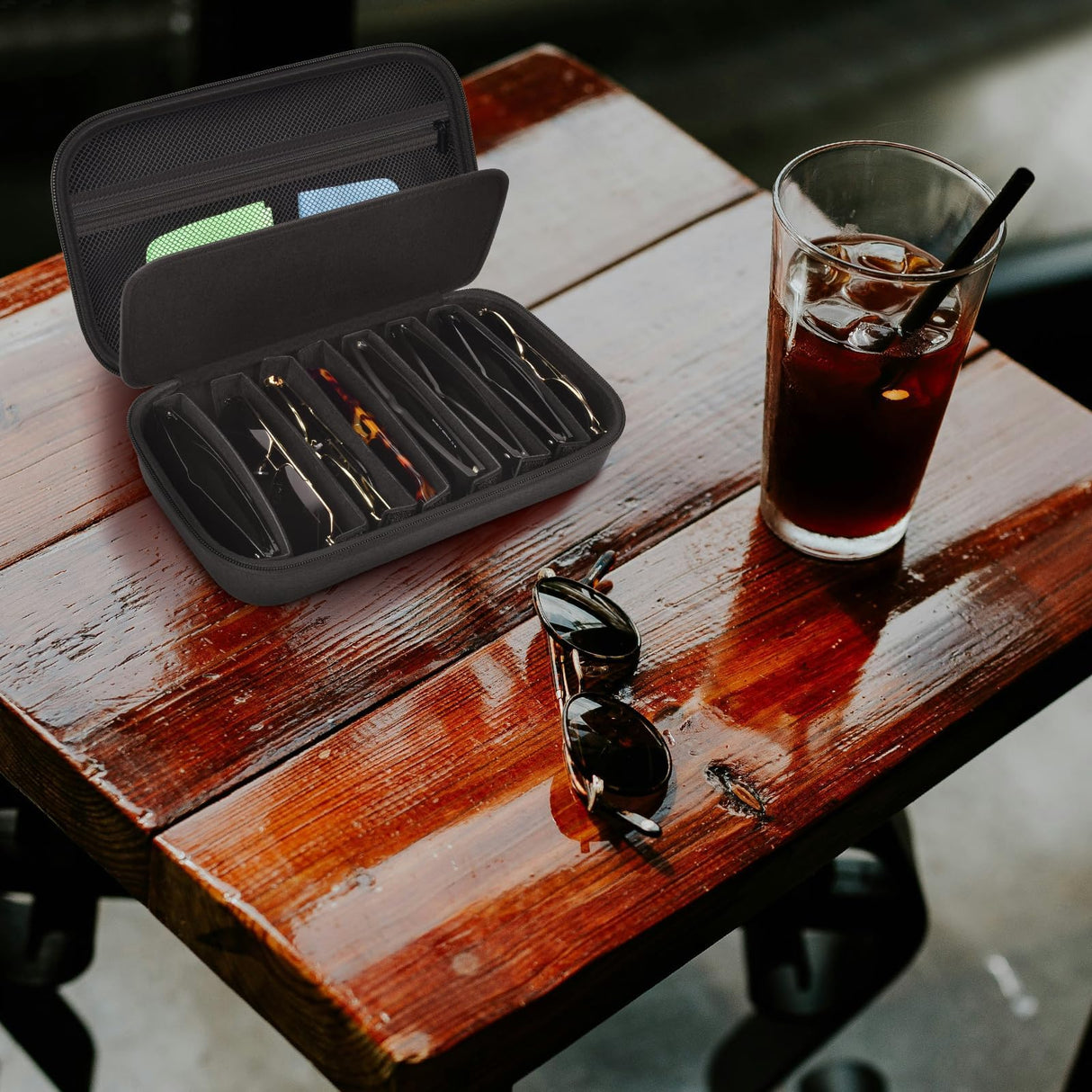 Travel Sunglass Organizer Case for Sojos/for Goodr/for Quay Polarized Sunglasses Men Women, Trendy glasses Storage Holder for Retro Oval/Rectangle Aviator Shady Rays Sun glasses (Bag Only), Black,L Grapsa