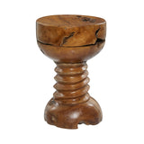 Deco 79 Teak Wood Handmade Side End Accent Table Live Edge End Table with Coiled Base, Side Table 13" x 13" x 20", Brown Deco 79