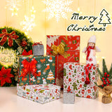 PlandRichW Christmas Wrapping Paper Folded for Kids Boys Girls Man Women Gift's. Papercraft Snowmen, Candy Canes, Tree, Socks, Snowflakes, Happy New Year Bulk of 12 Sheets 20"x 29" Folded PlandRichW