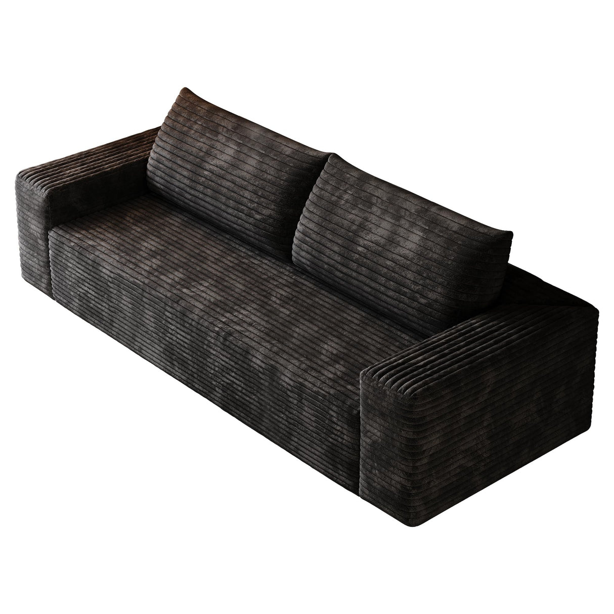 Boneless Couches for Living Room with Deep Seating, Corduroy Couch, No Assembly Required, Small Sofa in a Box, Loveseat or 3-Seater Sofa Couch, Black Rumiiro