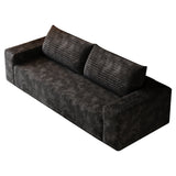 Boneless Couches for Living Room with Deep Seating, Corduroy Couch, No Assembly Required, Small Sofa in a Box, Loveseat or 3-Seater Sofa Couch, Black Rumiiro