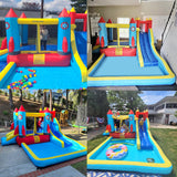 AKEYDIY Bounce House Water Slide Rocket Blast- 13X12ft Inflatable Water Slides Park for Kids 3-12, Large Adventure Water Park W/Pool,Climbing Wall,Bouncer Area/Water Bounce House for Kids Backyard AKEYDIY