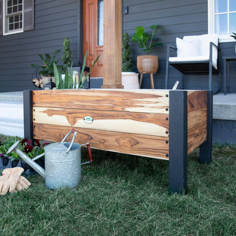 Backyard Discovery 10 Cubic Foot Raised Teak Planter Outdoor Backyard Discovery
