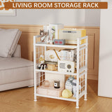 GIOTORENT 3-Tier Pantry Shelves with Wooden Boards, Heavy Duty Storage Shelves & Book Shelf, Adjustable Metal Shelving Unit for Kitchen Bathroom Laundry Organizer, Sturdy Rust-Resistant, White GIOTORENT
