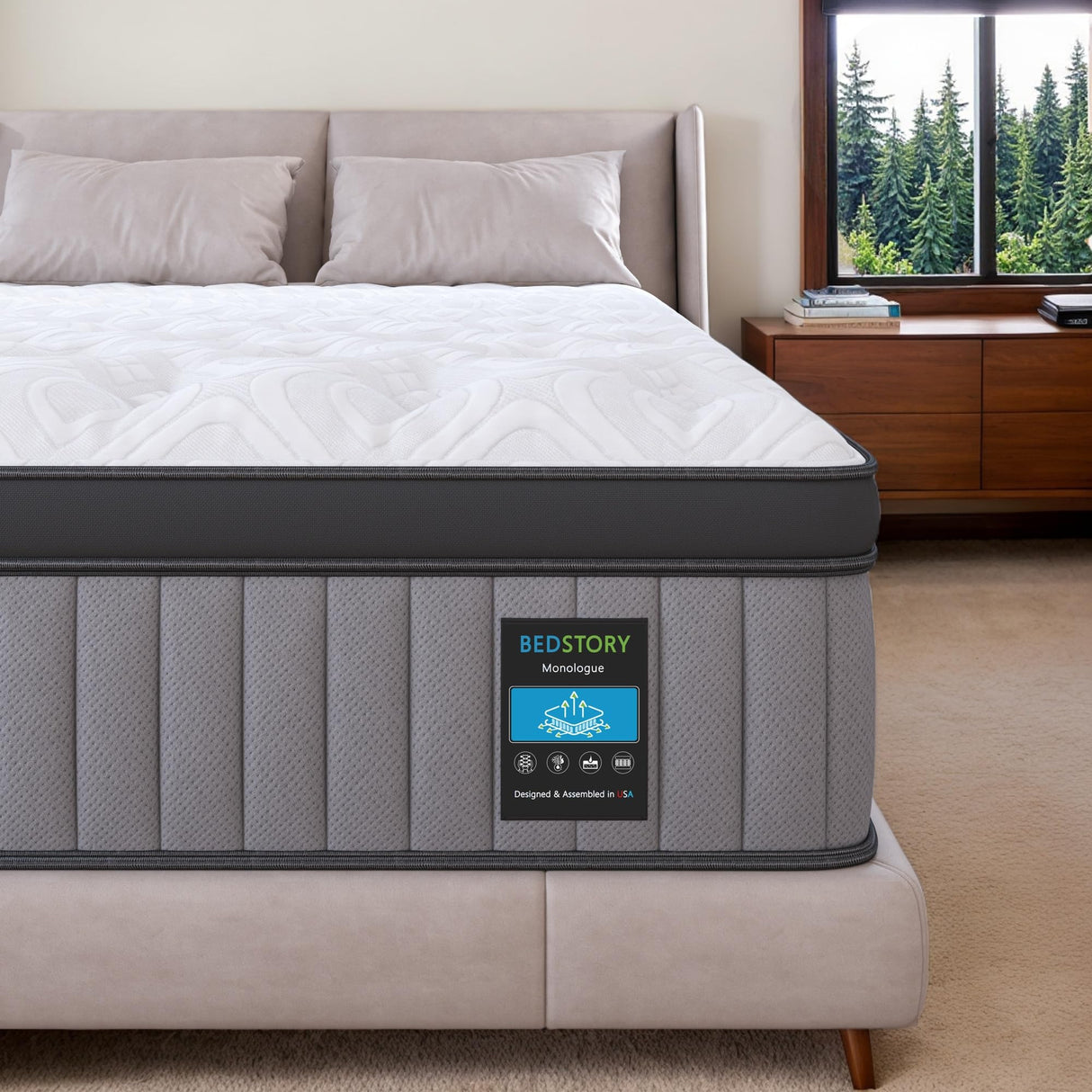 BedStory King Mattress 12 Inch - Hybrid Mattress Pain Relief - 5-Zone Contouring Soft Bed in a Box, Extra Lumbar Support - 365-Night Trial, Fiberglass-Free, CertiPUR-US Certified BedStory