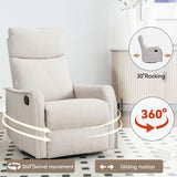 Rocker Recliner Chair for Adults, Swivel Rocker Recliner with Massage and Heat, Adjustable Glider Recliner Nursery Chair with Black Metal Base, Small Recliners for Small Spaces, Living Room (Beige) anwickjeff