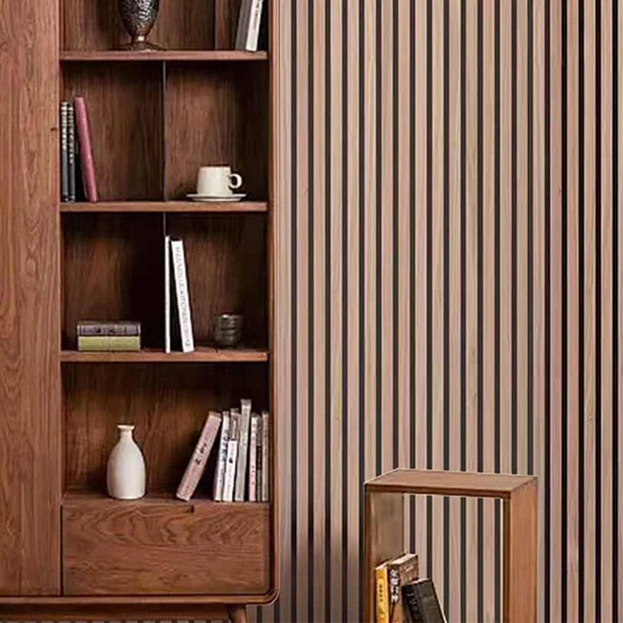 Acoustic 3D Panels for Interior Wall and Ceiling Decor, Soundproof Wood Accent Slat Fluted Noise Absorbing Panels Decorative for Bathroom, Bedroom,Genuine Walnut Wood Veneer, 94.5" X 23.6" Each Box Kieacia