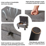 Aibiju Linen Small Ottoman Foot Rest, Foot Stools with Storage Small, Upholstered Rectangle Wood Ottoman with Safety Hinge Flip Top, Bed Stool for Bedroom Dorm Light Gray YD-JD1364 Aibiju