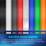 SUNLU TPU 3D Printer Filament 1.75mm, High Speed 95A TPU Filament Bundle, Flexible 3D Filament for Fast Printing, 250G Spool, 8 Rolls, 2KG in Total, Black+White+Grey+Red+Transparent+Blue+Green+Orange SUNLU
