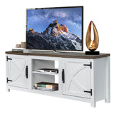 COMEFFIE Modern 58" TV Stand, Media Entertainment Center for TV up to 65 Inch, Console Table with Storage Cabinets for Living Room (White Without Fireplace) COMEFFIE