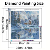 GXGLLPZBY 5D Diamond Paintings Kits for Beginners, Cabin Diamond Arts Kits for Adults, DIY Snowy Landscape Paint by Diamond, Full Drill Dot Gem Art for Home Wall Decor 13.8x13.8inch GXGLLPZBY