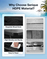 Serique Folding Adirondack Chair Wood Texture, Patio Chair Weather Resistant, Outdoor Chair, Lawn Chair with Cup Holder, Fire Pit Chair for Deck, Outdoor, Porch, Backyard, Garden (Black) Serique