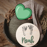 NAZENTI Personalized Wooden Baby Name Announcement Signs, Custom Baby Name Sign, Birth Announcement And Footprint Sign For Hospital, Baby Girl Or NAZENTI