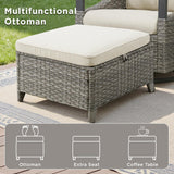 10 Piece Outdoor Patio Furniture Set-All Weather Outdoor Conversation Sets Sectional Sofa with Wicker Swivel Rocker Patio Chairs, Thick Cushions Ottomans for Porch Balcony Patio Deck Grey/Beige PLANNTONNEO