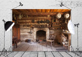 BELECO Rustic Kitchen Backdrop 9x6ft Fabric Western Old Wooden House Kitchen Interior Background Rural Farmhouse Fireplace Cooking Utensils Cooking Background Farmers Cowboys Portrait Photo Props BELECO