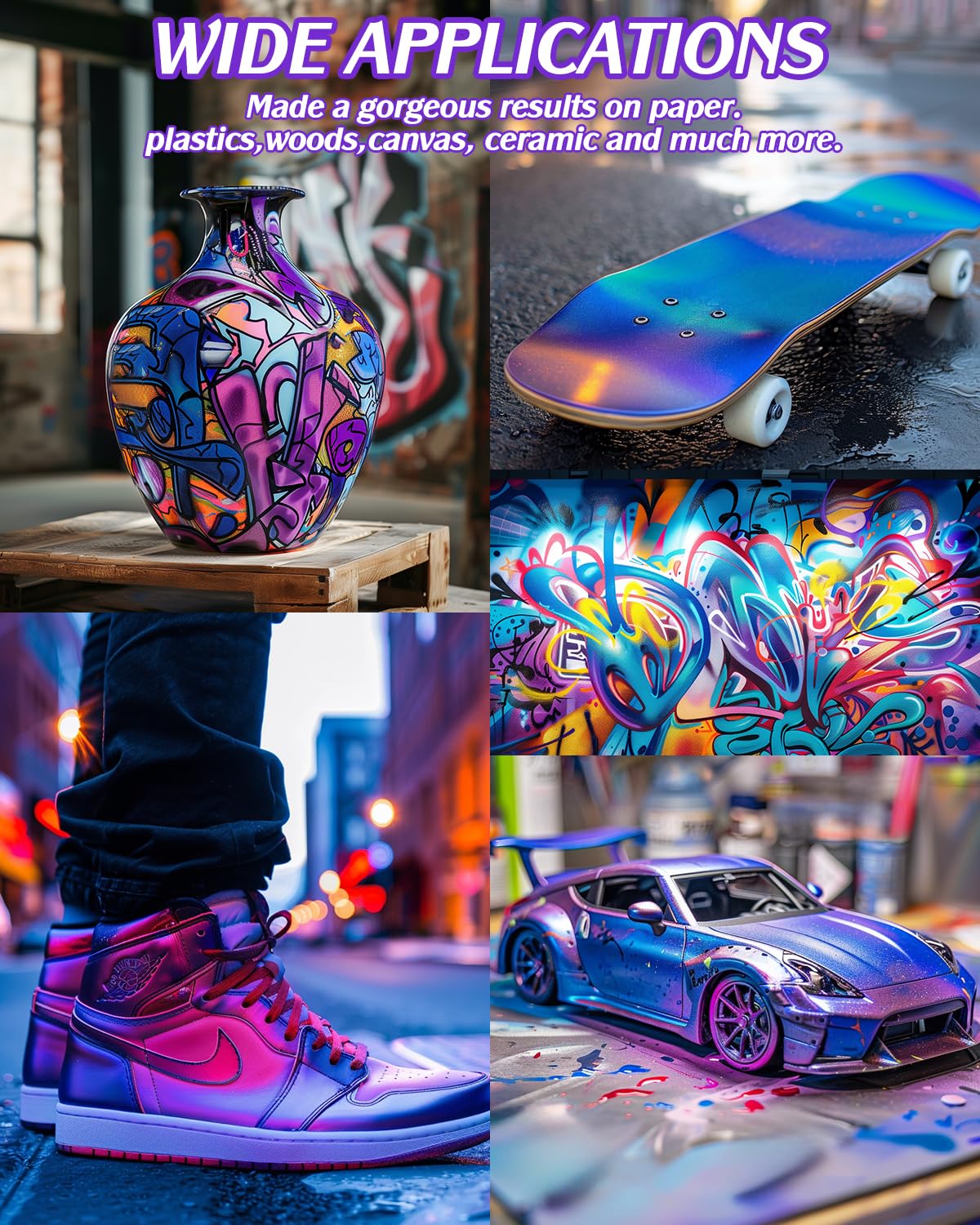 Roizefar Airbrush Paint, 44 Colors with 6 Thinner, Airbrush Paint Set Includes Iridescent & Metallic & Neon & Classic Colors, Water-Based Air Brush Paints Acrylic Ready to Spray, 20ml/Bottle Roizefar