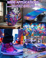 Roizefar Airbrush Paint, 44 Colors with 6 Thinner, Airbrush Paint Set Includes Iridescent & Metallic & Neon & Classic Colors, Water-Based Air Brush Paints Acrylic Ready to Spray, 20ml/Bottle Roizefar