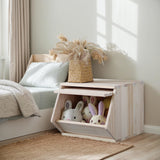 unununu Wooden Storage Small Toy Box with Lid,Stackable Solid Wood Organizer Chest,Entryway Storage Bin,Clothes Storage,Nightstand.for Bedroom,Playroom,Living Room.Side Flip-door,Top can Hold 300lbs unununu