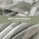 SahSahCasa Quilt King Size, King Quilt Set, 100% Cotton King Quilt Bedding Set Bedspreads, Farmhouse Patchwork Quilt, Plaid Reversible Lightweight Rustic Bedspread, Green/Brown, 3Pcs SahSahCasa