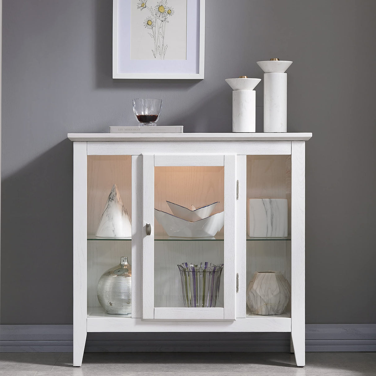 Leick Home Favorite Finds Entryway Wood Curio Cabinet in Weathered White Leick Home